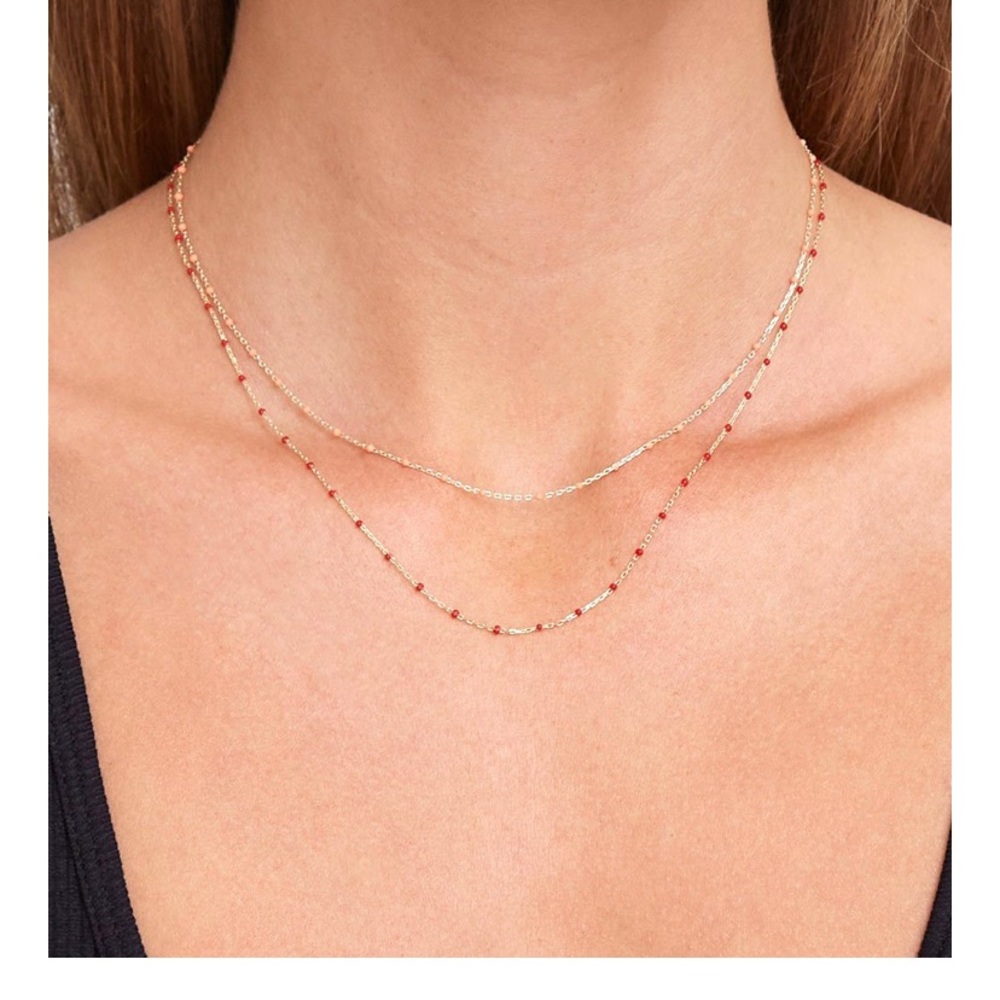 Chan Luu Poppy Red Enamel Bead Necklace